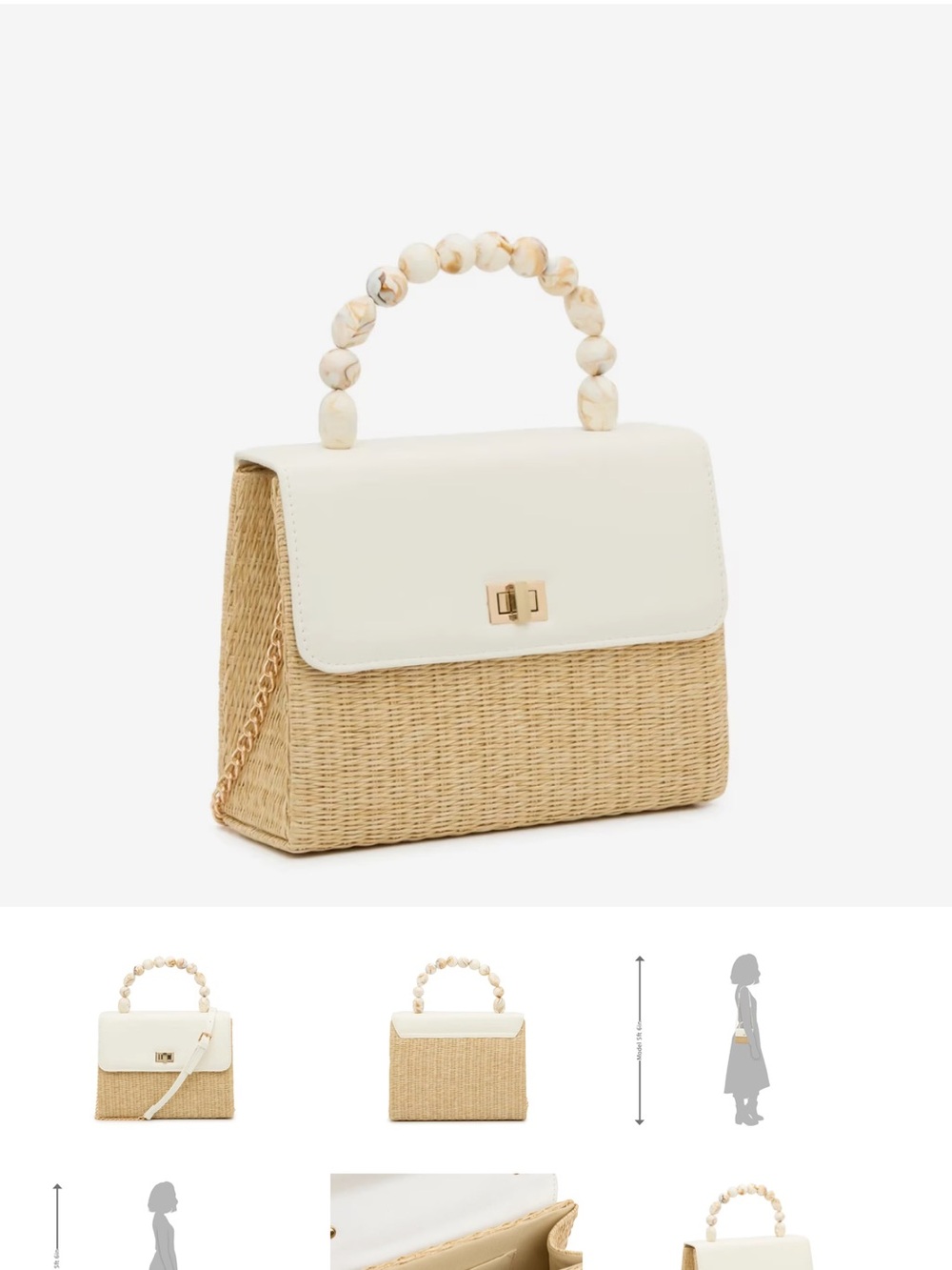 Cream & Natural Straw Top-Handle Bag